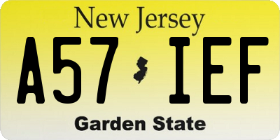 NJ license plate A57IEF