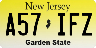 NJ license plate A57IFZ