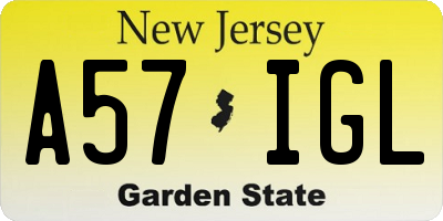 NJ license plate A57IGL