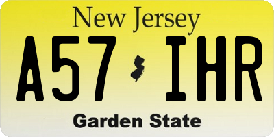 NJ license plate A57IHR