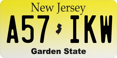 NJ license plate A57IKW