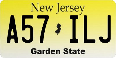 NJ license plate A57ILJ