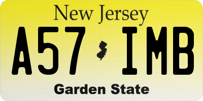 NJ license plate A57IMB