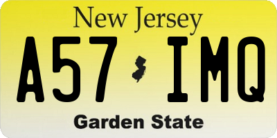 NJ license plate A57IMQ