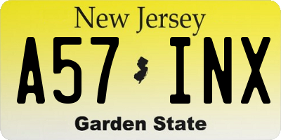 NJ license plate A57INX