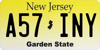 NJ license plate A57INY