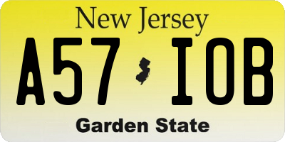 NJ license plate A57IOB