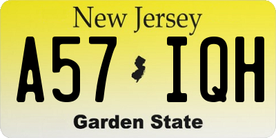 NJ license plate A57IQH