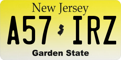 NJ license plate A57IRZ