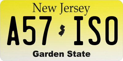 NJ license plate A57ISO