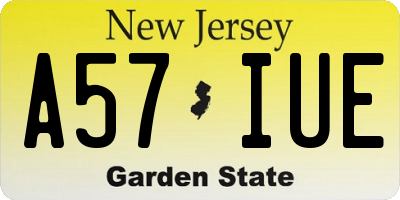 NJ license plate A57IUE