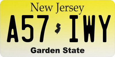 NJ license plate A57IWY
