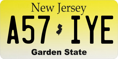NJ license plate A57IYE
