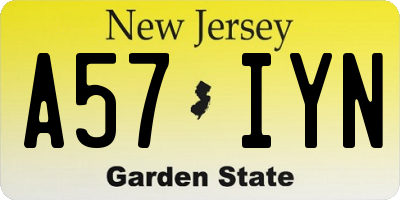 NJ license plate A57IYN