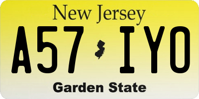 NJ license plate A57IYO