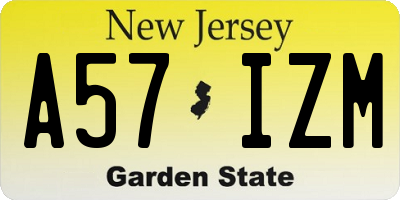 NJ license plate A57IZM
