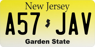 NJ license plate A57JAV