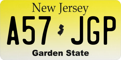 NJ license plate A57JGP