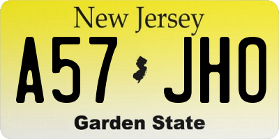 NJ license plate A57JHO