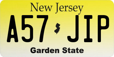 NJ license plate A57JIP