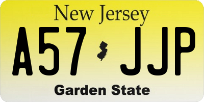 NJ license plate A57JJP