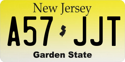 NJ license plate A57JJT