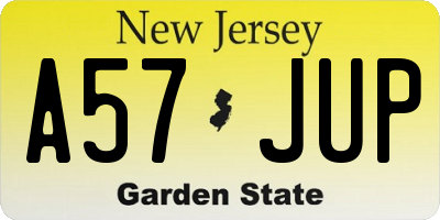NJ license plate A57JUP