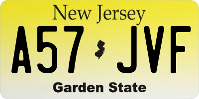 NJ license plate A57JVF