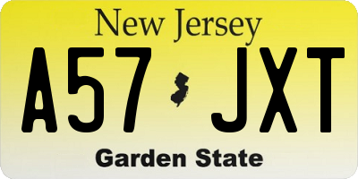 NJ license plate A57JXT