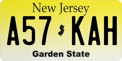 NJ license plate A57KAH