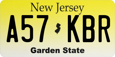 NJ license plate A57KBR
