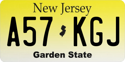 NJ license plate A57KGJ