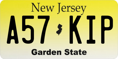 NJ license plate A57KIP