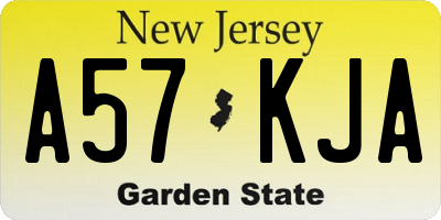 NJ license plate A57KJA