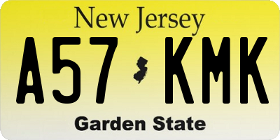 NJ license plate A57KMK