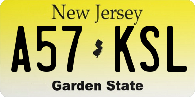 NJ license plate A57KSL