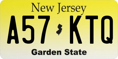 NJ license plate A57KTQ