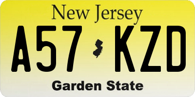 NJ license plate A57KZD