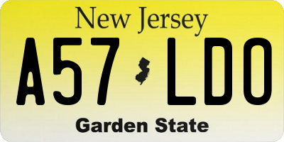 NJ license plate A57LDO