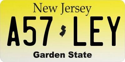 NJ license plate A57LEY