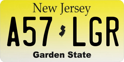 NJ license plate A57LGR