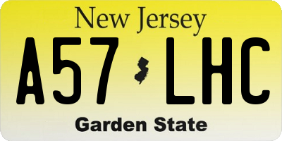 NJ license plate A57LHC