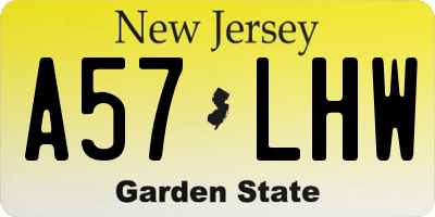 NJ license plate A57LHW