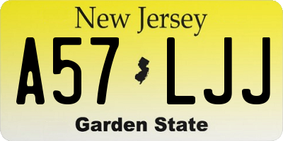 NJ license plate A57LJJ