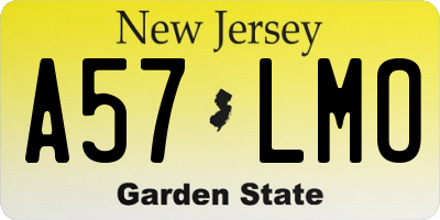 NJ license plate A57LMO