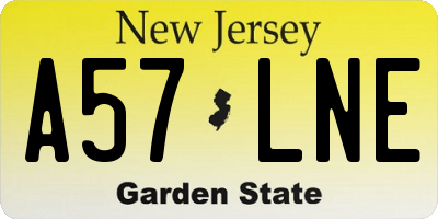 NJ license plate A57LNE