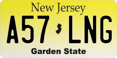 NJ license plate A57LNG