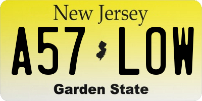 NJ license plate A57LOW
