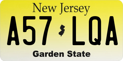 NJ license plate A57LQA