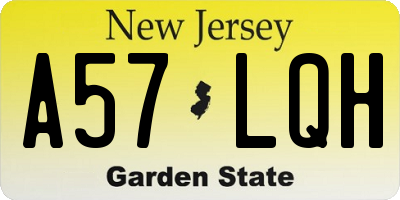 NJ license plate A57LQH